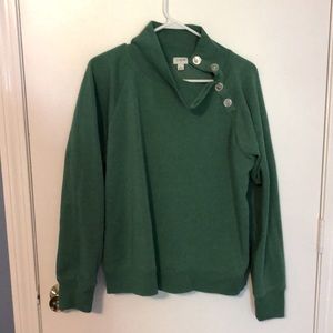 J. Crew Green pullover with button collar- size L
